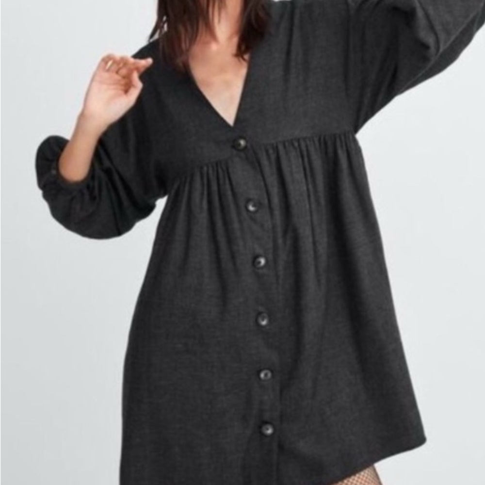 Zara Elegant Black V-Neck Dress, size XS